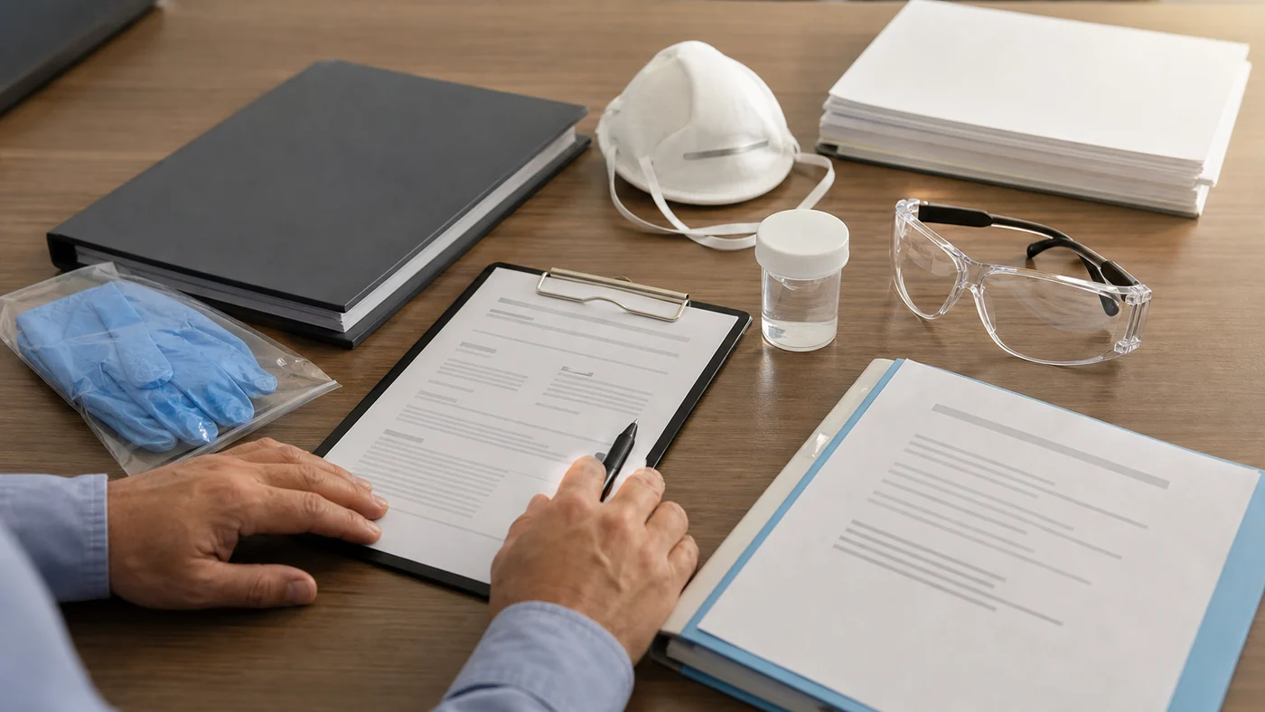 Chemical exposure at work workers compensation evidence review with incident records, medical reports, certificate of capacity and workplace duties documents.