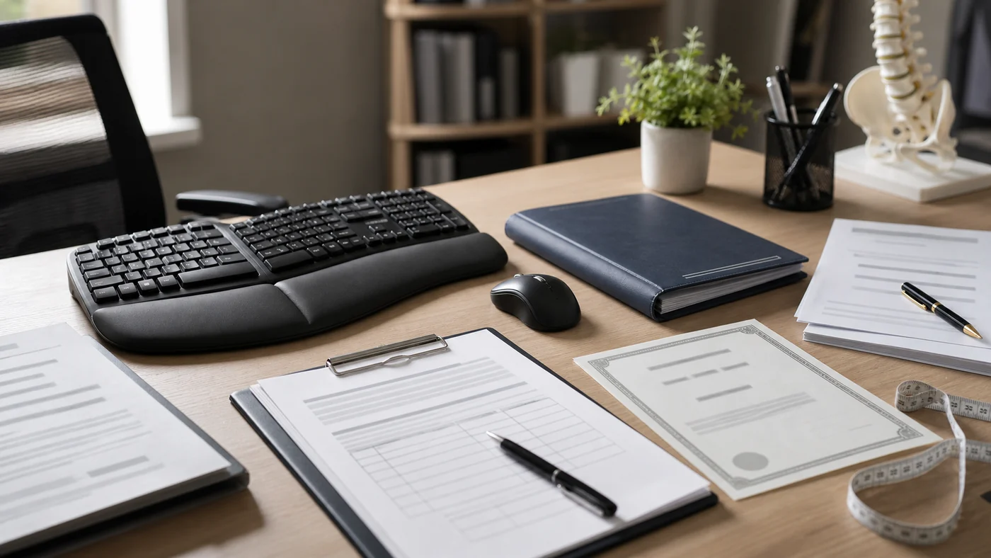Ergonomic injury workers compensation evidence review with incident records, medical reports, certificate of capacity and workplace duties documents.