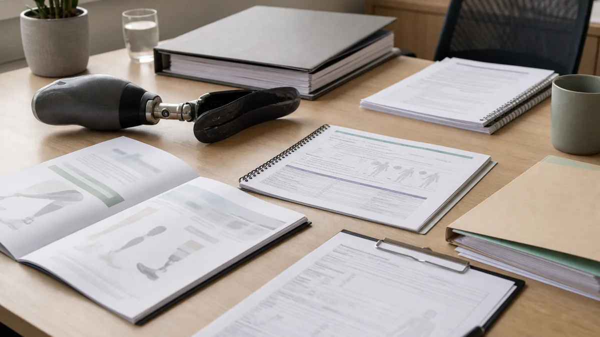 Amputation workers compensation evidence review with medical reports, treatment notes, certificate of capacity and workplace duties documents.