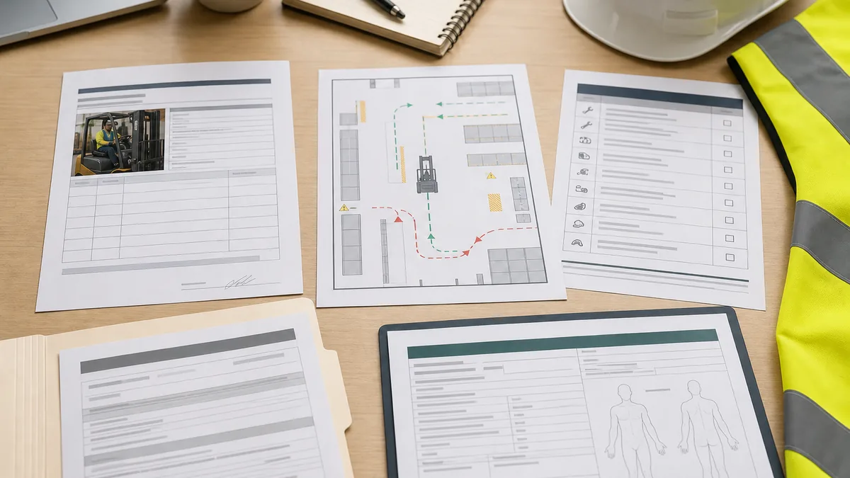Forklift injury workers compensation evidence review with medical reports, treatment notes, certificate of capacity and workplace duties documents.