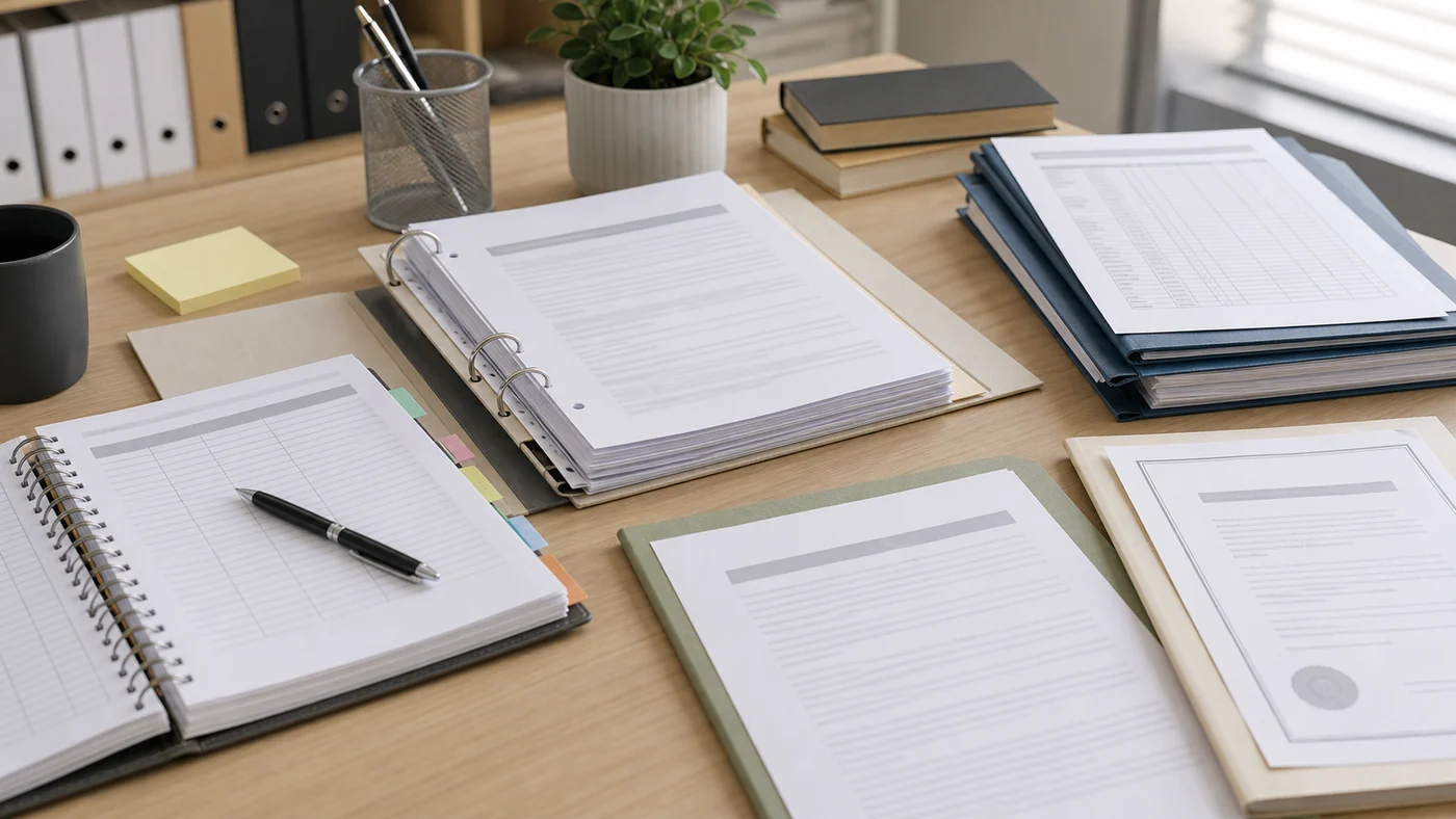 Claim guidance materials arranged for workers compensation review, including dispute notes, medical records, and insurer directory prompts.