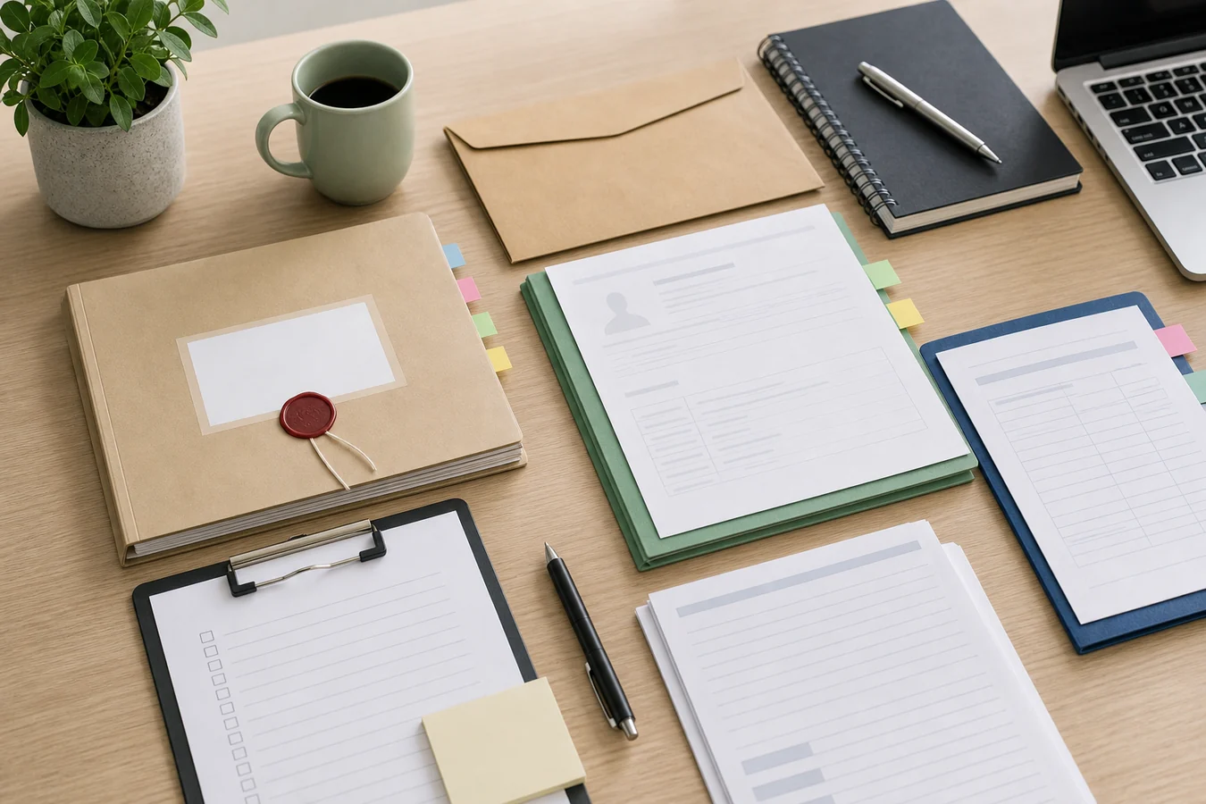 Document review scene for responding to a NSW workers compensation Section 78 notice, with the notice pack, medical evidence, supporting records and review pathway material arranged for checking.