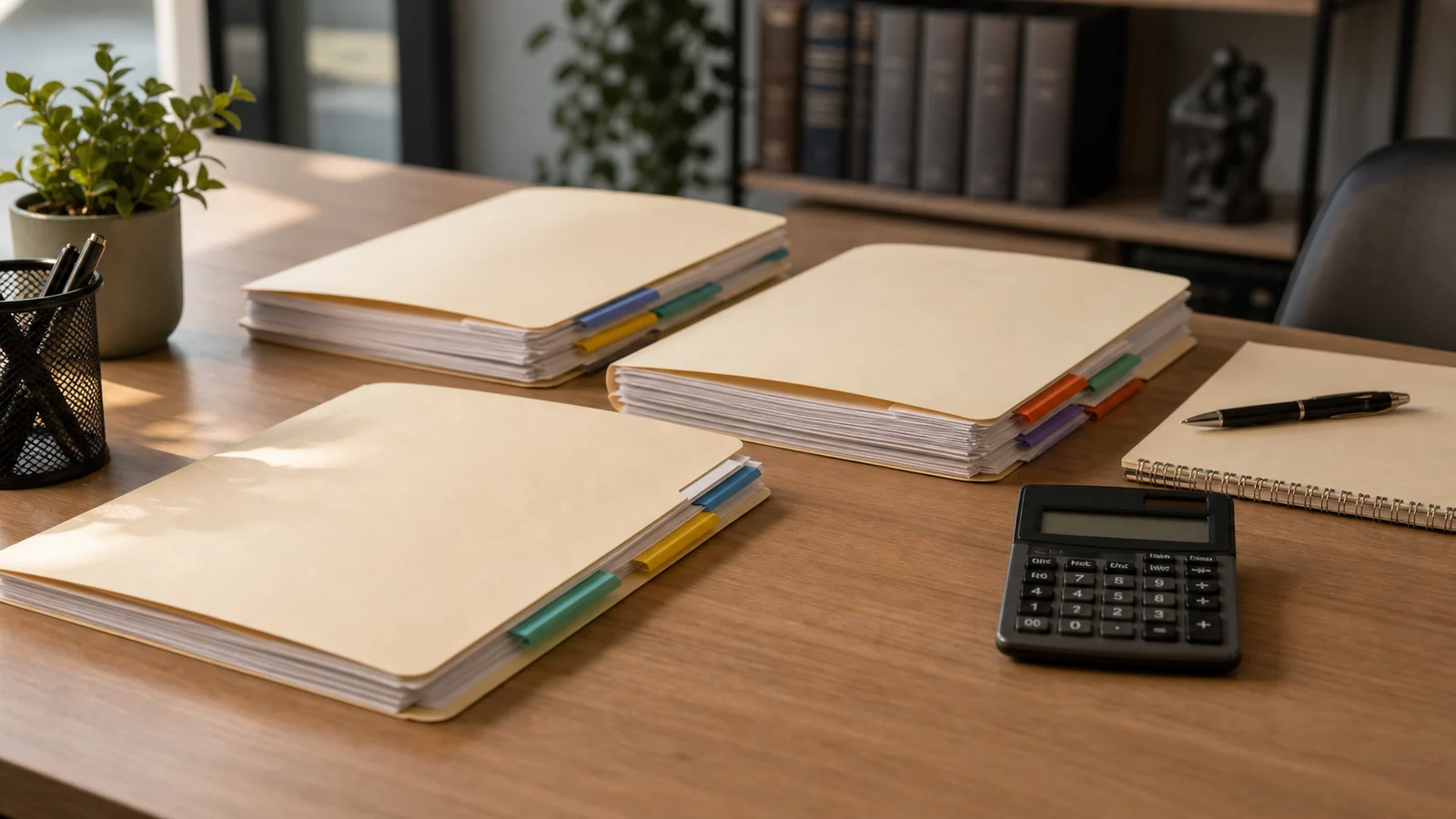 First 13 weeks weekly payment evidence review with capacity folder, roster material, wage records, and insurer calculation papers arranged without readable text.