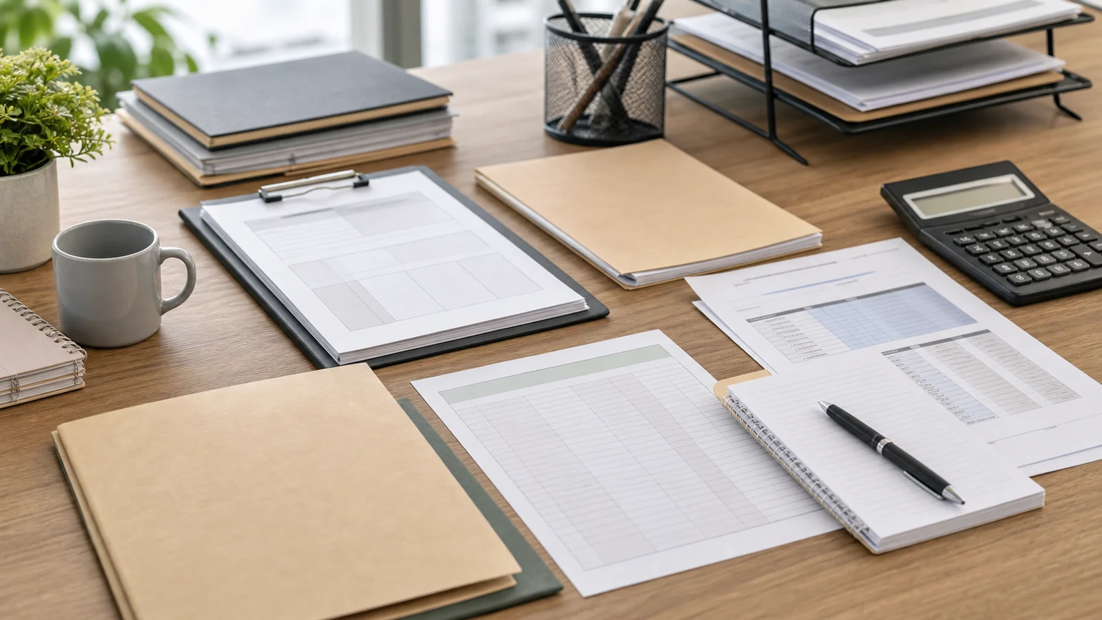 Weekly payment rate evidence sequence with wage records, capacity folder, roster material, calculation papers, and insurer decision material arranged without readable text.